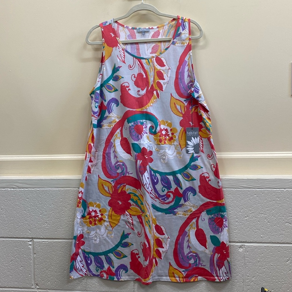 Habitat NWT L cotton floral print sleeveless midi dress